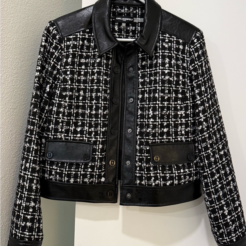 Karl Lagerfeld Black and White Tweed Jacket